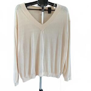 NWT A New Day Cream V-Neck Long Sleeve Sweater Size XXL